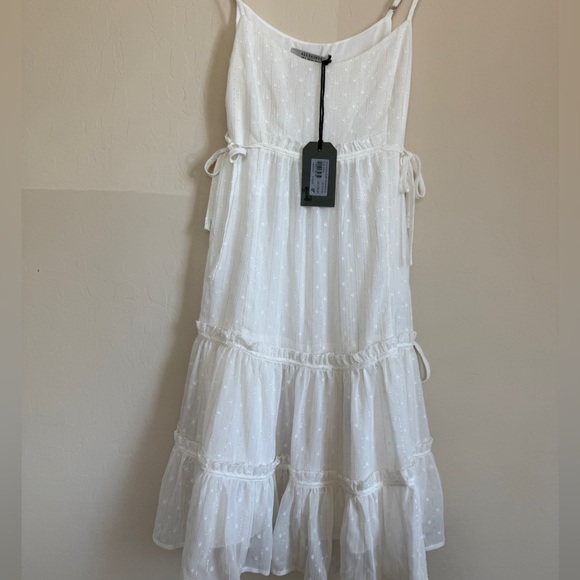 All Saints Tilly Short Dobby Little White Dress Tiered Ruffle Prairie Women’s 2 - Picture 7 of 9
